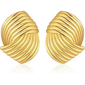 Gold Geometric Earrings for Women, Trendy Chunky Gold Stud Earrings Vintage Statement Earrings Hypoallergenic Dupes Jewelry for Women Gifts for Her in Kuwait