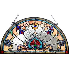 Chloe Lighting Emersyn Victorian Tiffany 24" Wide Stained Glass Window Panel, Multi-Color