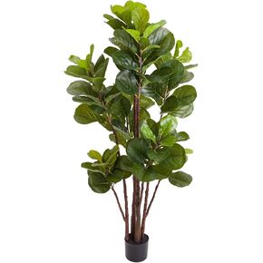 Artificial Fiddle Leaf Fig Tree, 59 Inch Faux Ficus Lyrata Tree in Pot with 102 Decorative Fiddle Leaves, Tall Fake Plant for Home Indoor Outdoor Living Room Office Porch Decor