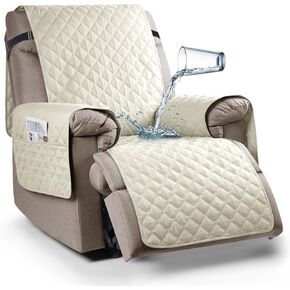 Ruaozz 100% Waterproof Recliner Chair Cover Non-Slip Reclining Cover for Recliner Chair Washable Chair Seat Cover with Elastic Straps for Kids, Dogs, Pets (Ivory, 23'') in Kuwait