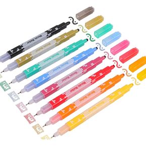 16 Colors Dual Tip Fine Point Fineliner Pens,Square Dot Markers,0.4mm Fine Point Tip and Square Stamp-Perfect for Journaling,Pixel Art, Lists,Annotating