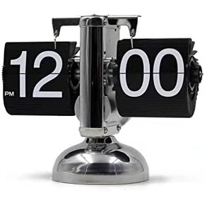 Flip Clock, Retro Desk Clock Vintage Design Auto Desk Clock with Large Number & Battery Powered Internal Gear Operated Clock for Home & Office Décor (Black) in Kuwait