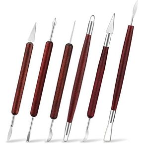 LINPHCEY 9Pcs Pottery Clay Sculpting Tools Polymer Clay Tools, Wood Carving Tools Pottery Clay Modelling Tools Double-Ended for Sculpture Modelling Clay Polymer Ceramic Embossing with Storage Case