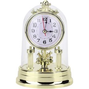 Pissente Mantel Clock Table Clocks for Living Room Decor European Decorative Retro Clock Ornament European Retro Gold Table Clock Silent Home Decor(Gold)