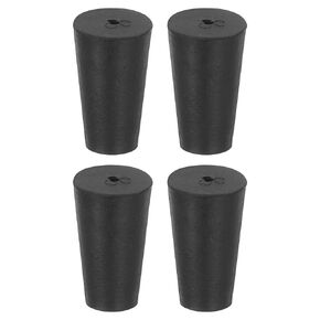 uxcell 4 Pcs 1-Hole Rubber Stopper, Tapered Lab Seal Tube Stopper Plug for Test Tube Flasks Glass Containers Industry and Laboratories, 15x10x24mm Black