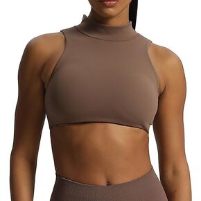 Vita Alana Mock Neck Bra | Women's Cutout High Neck Tank Top Workout Sports Bras Fitness Padded Training Gym Bra Yoga Crop in Kuwait