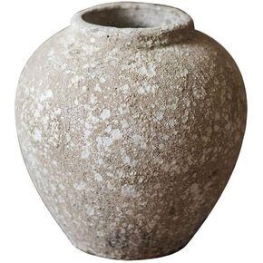 Home Retro Vase Handmade Stone Pottery Pottery Vase Vase Living Room Decoration Old Ceramic Flower Study Vase Gray 22X20cm HAODAMAI