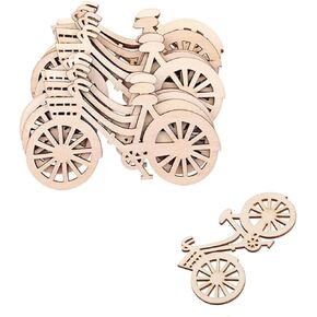 Wooden Bicycle Ornaments, 10PCS DIY Handmade Bike,Wooden Embellishments Natural Bicycle for Home Christmas Birthday Engagement Wedding Festival Party Decorations