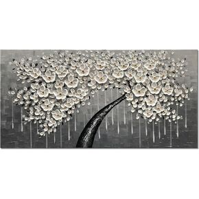 zoinart Hand Painted 3D Floral Textured Canvas Wall Art 48x24 Inches Large Gold Abstract Wall Paintings for Home Decorations Modern Oil Paintings on Canvas Ready to Hang