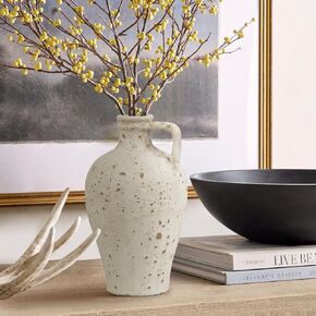 Ceramic Rustic Farmhouse Vase, Distressed Boho Flower Vase for Home Decor, Ideal for Living Room, Bedroom, Kitchen, Office, Table Centerpiece