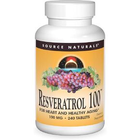 Source Naturals Resveratrol 100, for Heart and Healthy Aging* -100mg 240 Tablets