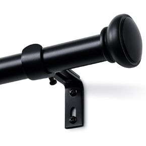 Black Curtain Rods for Windows 72 to 144 Inches, 1 Inch Decorative Curtain Rod Set, Adjustable Length Heavy Duty Metal Window Curtain Rod with Brackets