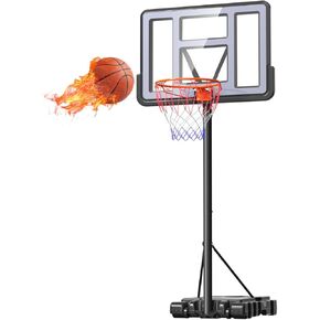 Portable Basketball Hoop, 7.5/10FT Height Adjustable Basketball Goal, Basketball Hoop Outdoor with 32/44in Shatterproof PC Backboard, Basketball Hoop & Goal for Kids/Teens/Adults