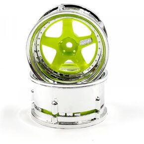 Drift Element 1/10 RC Car Drift Rims Wheels, 2PCS Set, 5-Spoke, Adjustable Offset, Fits Yokomo YD MD RD, MST RMX, Reve D RDX, Redcat RDS, HPI, Tamiya TT & More (Black w/Chrome Lip) in Kuwait