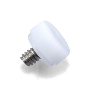 #6-32 x 3/16" Thumb Screw Stainless Steel - White Knurled Round Plastic Knob - Standard/Coarse Thread ThumbScrew - Length: 0.188" - Proudly Built in USA - Package of (4)