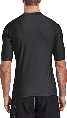 BALEAF Men's Rash Guard Short Sleeve Swim Shirt UPF 50+ Sun Protection Quick Dry Compression Shirt Rashguard Grey/Black L in Saudi Arabia