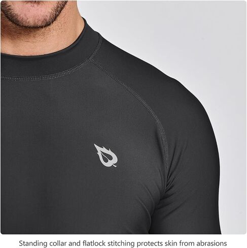 BALEAF Men's Rash Guard Short Sleeve Swim Shirt UPF 50+ Sun Protection Quick Dry Compression Shirt Rashguard Grey/Black L in Saudi Arabia