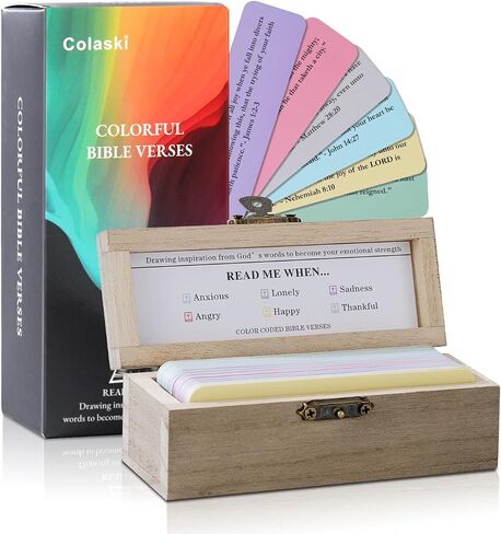 Bible Verse Jar, Read Me When Bible Verses Hope Jar for Emotions and Feelings, 90 KJV-Bible Cards with Wooden Scripture Prayer Box, Bible Study Church Christian Gifts for Women Men in Saudi Arabia