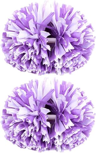 2 Pack of 13 inch Colorful Cheerleading Pom Poms with Baton Handle Sports Dance Cheering Squad Spirit Cheer Plastic Pom Poms for Kids Adults Sports in Kuwait