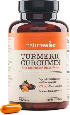 NatureWise Curcumin Turmeric 500mg Per Pill - Extra Strength, Enhanced Absorption - 95% Curcuminoids & BioPerine Black Pepper for Joint Support - Gluten-Free, Non-GMO - 30 Count[1-Month Supply] in Saudi Arabia