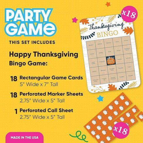 Big Dot of Happiness Happy Thanksgiving - بطاقات وأقلام تحديد بينجو - لعبة بينجو لحفلات الخريف والحصاد - مجموعة من 18 قطعة in Saudi Arabia