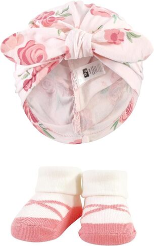 Hudson Baby Girls Turban and Socks Set, Red Rose Leopard, One Size in Saudi Arabia