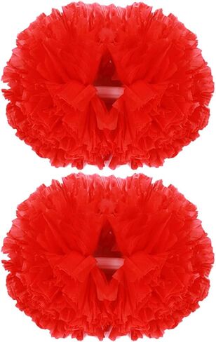 2 Pack of 13 inch Colorful Cheerleading Pom Poms with Baton Handle Sports Dance Cheering Squad Spirit Cheer Plastic Pom Poms for Kids Adults Sports in Kuwait