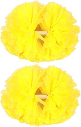 2 Pack of 13 inch Colorful Cheerleading Pom Poms with Baton Handle Sports Dance Cheering Squad Spirit Cheer Plastic Pom Poms for Kids Adults Sports in Kuwait