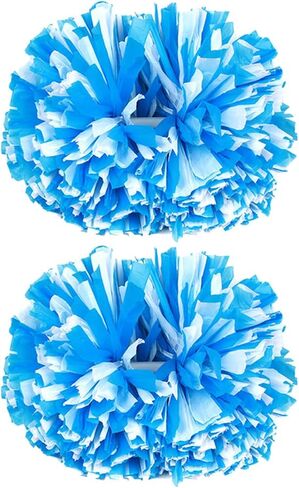 2 Pack of 13 inch Colorful Cheerleading Pom Poms with Baton Handle Sports Dance Cheering Squad Spirit Cheer Plastic Pom Poms for Kids Adults Sports in Kuwait