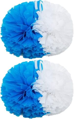 2 Pack of 13 inch Colorful Cheerleading Pom Poms with Baton Handle Sports Dance Cheering Squad Spirit Cheer Plastic Pom Poms for Kids Adults Sports in Kuwait