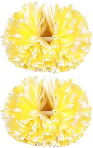 2 Pack of 13 inch Colorful Cheerleading Pom Poms with Baton Handle Sports Dance Cheering Squad Spirit Cheer Plastic Pom Poms for Kids Adults Sports in Kuwait
