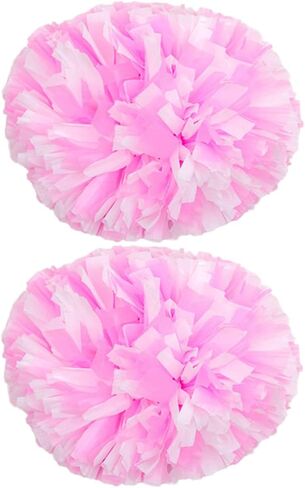 2 Pack of 13 inch Colorful Cheerleading Pom Poms with Baton Handle Sports Dance Cheering Squad Spirit Cheer Plastic Pom Poms for Kids Adults Sports in Kuwait