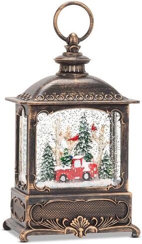 Abbott Collection Marvel Santa and Camper Glitter LED Snow Globe Lantern, Red (9" L) in Kuwait