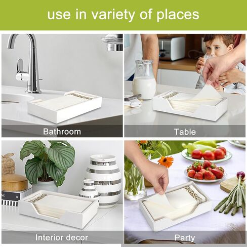 White Napkin Holder for Kitchen Guest Towel Holder Bathroom Flat Napkin Holder Tray Cocktail Napkin Holder Modern Rustic Napkin Holder Farmhouse Paper Hand Towel Holder Basket in Kuwait