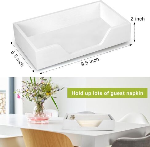 White Napkin Holder for Kitchen Guest Towel Holder Bathroom Flat Napkin Holder Tray Cocktail Napkin Holder Modern Rustic Napkin Holder Farmhouse Paper Hand Towel Holder Basket in Kuwait