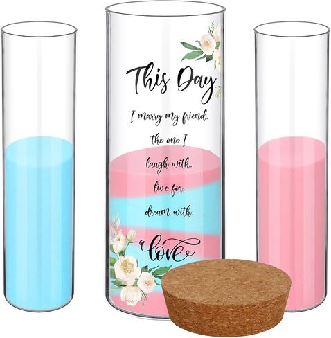 Irenare Unity Sand Ceremony Unity Sand Kit for Wedding Ceremony Set Include 3 Pcs Sand Ceremony Vase, 2 Bags Sand, 1 Cork Stopper for Weddings Engagement Anniversary Memorial Bridal Party(Wedding) in Saudi Arabia