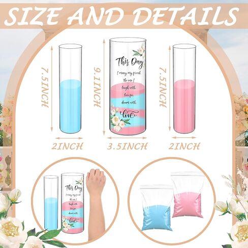 Irenare Unity Sand Ceremony Unity Sand Kit for Wedding Ceremony Set Include 3 Pcs Sand Ceremony Vase, 2 Bags Sand, 1 Cork Stopper for Weddings Engagement Anniversary Memorial Bridal Party(Wedding) in Saudi Arabia