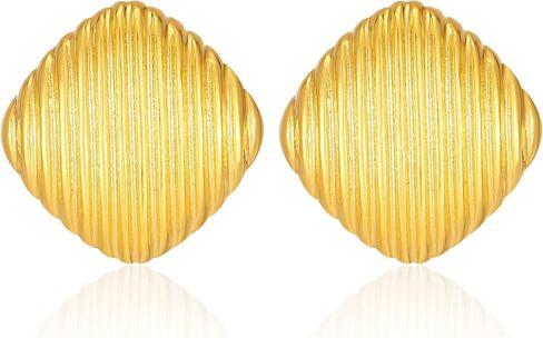 Gold Geometric Earrings for Women, Trendy Chunky Gold Stud Earrings Vintage Statement Earrings Hypoallergenic Dupes Jewelry for Women Gifts for Her in Saudi Arabia