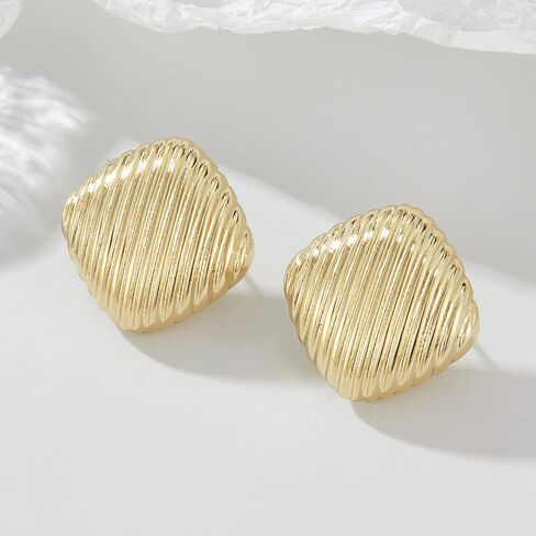 Gold Geometric Earrings for Women, Trendy Chunky Gold Stud Earrings Vintage Statement Earrings Hypoallergenic Dupes Jewelry for Women Gifts for Her in Saudi Arabia