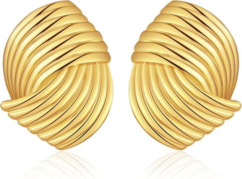 Gold Geometric Earrings for Women, Trendy Chunky Gold Stud Earrings Vintage Statement Earrings Hypoallergenic Dupes Jewelry for Women Gifts for Her in Kuwait