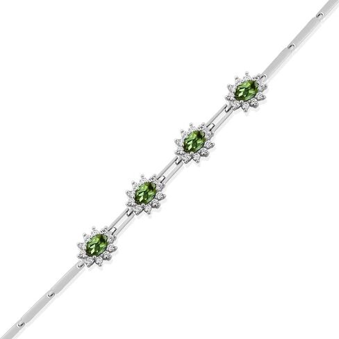 Gem Stone King 925 Sterling Silver Green Peridot Tennis Bracelet For Women (4.00 Cttw, Oval 6X4MM, Gemstone Birthstone, 7 Inch with 1 Inch Extender) in Saudi Arabia