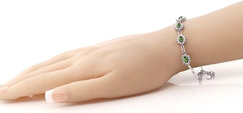 Gem Stone King 925 Sterling Silver Green Peridot Tennis Bracelet For Women (4.00 Cttw, Oval 6X4MM, Gemstone Birthstone, 7 Inch with 1 Inch Extender) in Saudi Arabia