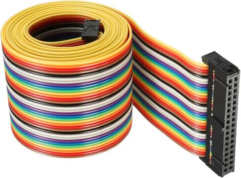 DMiotech 1 Pack 26 Pins Flat IDC Rainbow Ribbon Cable 48cm 2.54mm Pitch Breadboard Jumper Wires Type-B for Cameras Laptops Electronic Projects in Saudi Arabia