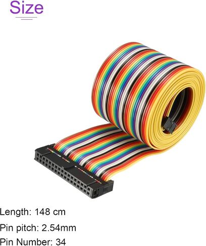 DMiotech 1 Pack 26 Pins Flat IDC Rainbow Ribbon Cable 48cm 2.54mm Pitch Breadboard Jumper Wires Type-B for Cameras Laptops Electronic Projects in Saudi Arabia