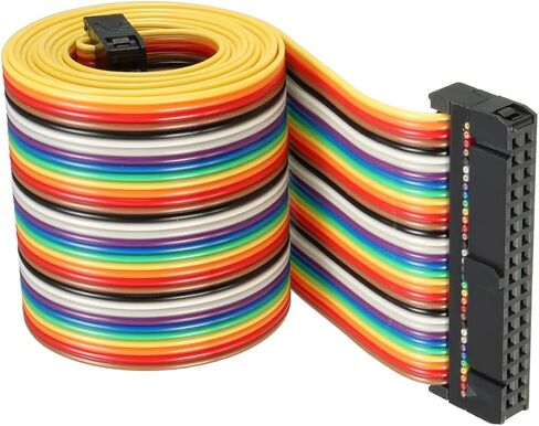 DMiotech 1 Pack 26 Pins Flat IDC Rainbow Ribbon Cable 48cm 2.54mm Pitch Breadboard Jumper Wires Type-B for Cameras Laptops Electronic Projects in Saudi Arabia