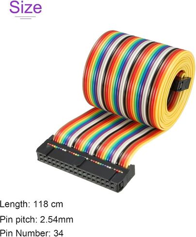DMiotech 1 Pack 26 Pins Flat IDC Rainbow Ribbon Cable 48cm 2.54mm Pitch Breadboard Jumper Wires Type-B for Cameras Laptops Electronic Projects in Saudi Arabia