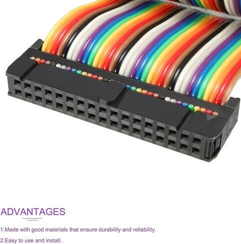 DMiotech 1 Pack 26 Pins Flat IDC Rainbow Ribbon Cable 48cm 2.54mm Pitch Breadboard Jumper Wires Type-B for Cameras Laptops Electronic Projects in Saudi Arabia