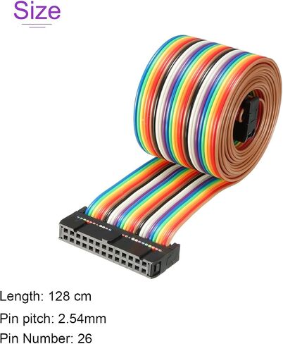 DMiotech 1 Pack 26 Pins Flat IDC Rainbow Ribbon Cable 48cm 2.54mm Pitch Breadboard Jumper Wires Type-B for Cameras Laptops Electronic Projects in Saudi Arabia
