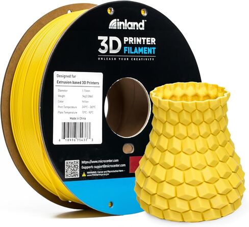 خيوط طابعة INLAND Micro Center ASA ثلاثية الأبعاد 1.75 مم، مقاومة للحرارة والطقس - طباعة الأجزاء الوظيفية الخارجية - دقة الأبعاد +/- 0.03 مم - بكرة من الورق المقوى 1 كجم (2.2 رطل) - أخضر in Saudi Arabia