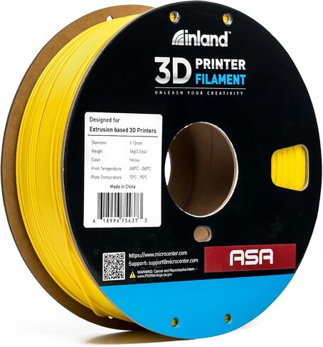 خيوط طابعة INLAND Micro Center ASA ثلاثية الأبعاد 1.75 مم، مقاومة للحرارة والطقس - طباعة الأجزاء الوظيفية الخارجية - دقة الأبعاد +/- 0.03 مم - بكرة من الورق المقوى 1 كجم (2.2 رطل) - أخضر in Saudi Arabia